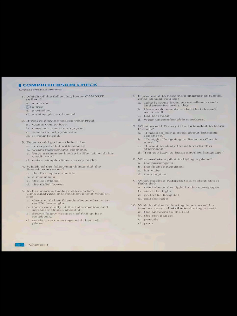 Lcomprehension Check: The Best Answer | PDF