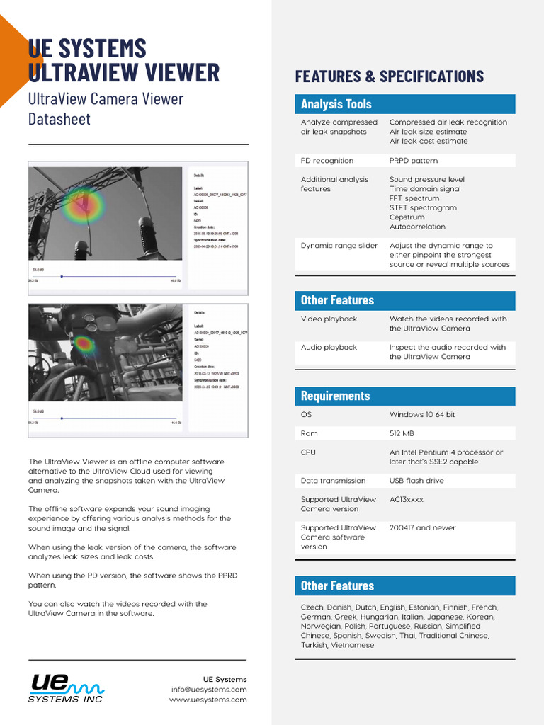 UESystems UltraView Camera Viewer Datasheet DIGITAL | PDF