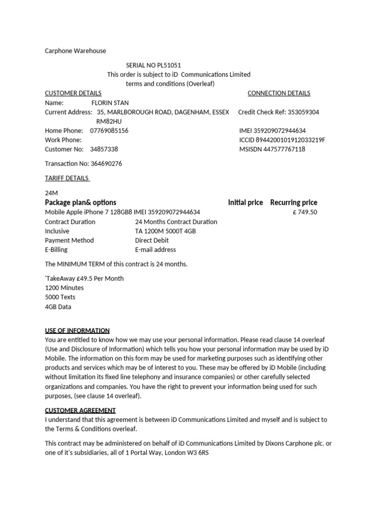 Carphone Warehouse PDF