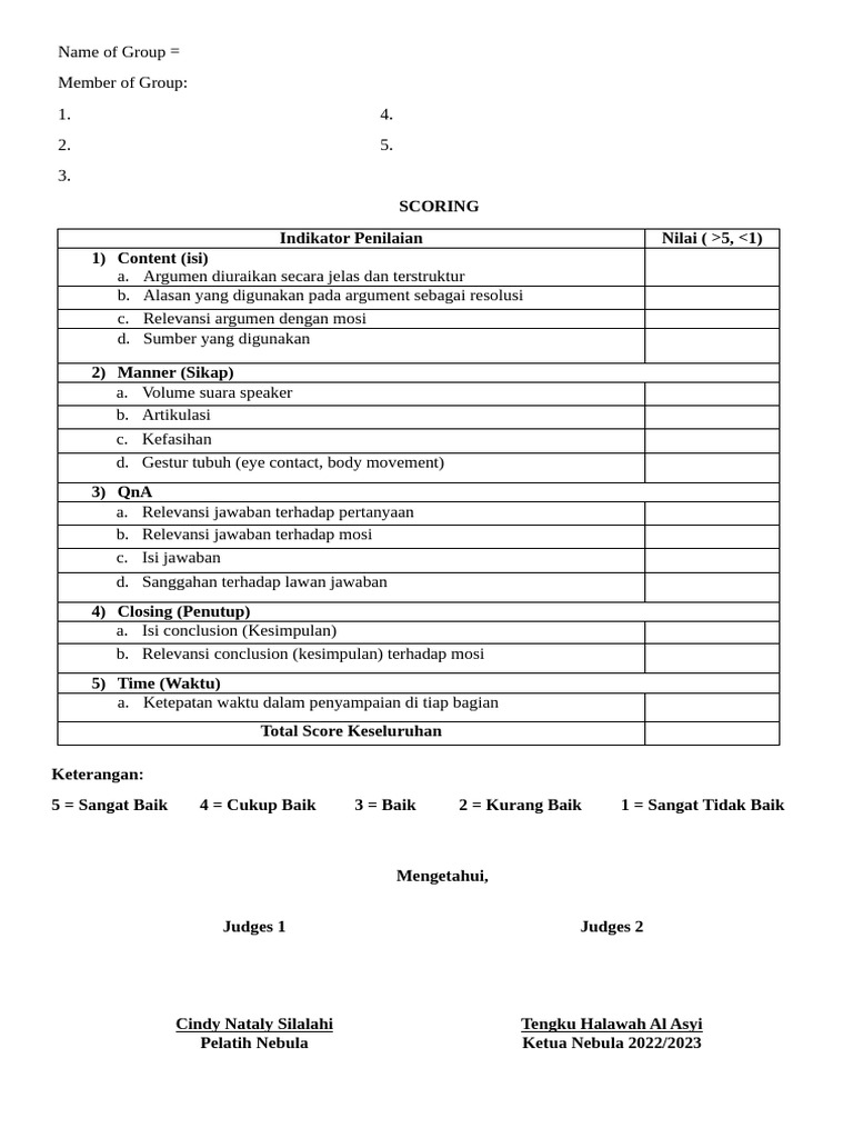 Instrumen Penilaian Debat 4 Pdf