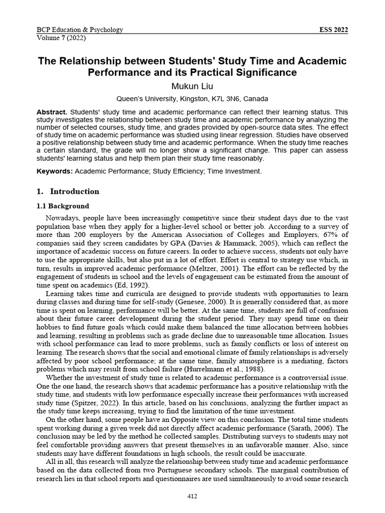 The Relationship Between Students Study Time and | PDF