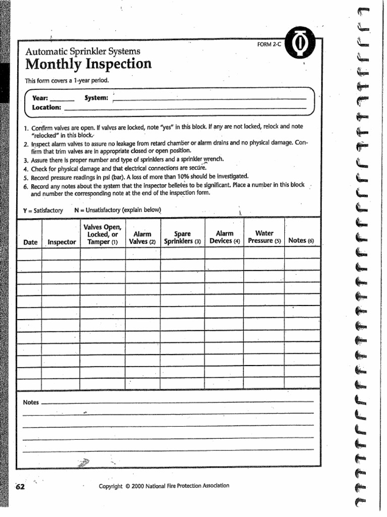 Monthly Sprinkler Inspection Pdf