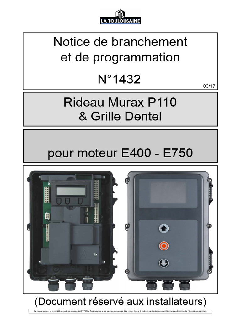 Branchement Programmation Murax 110 Dentel Coffret cs300 Moteur E400 ...