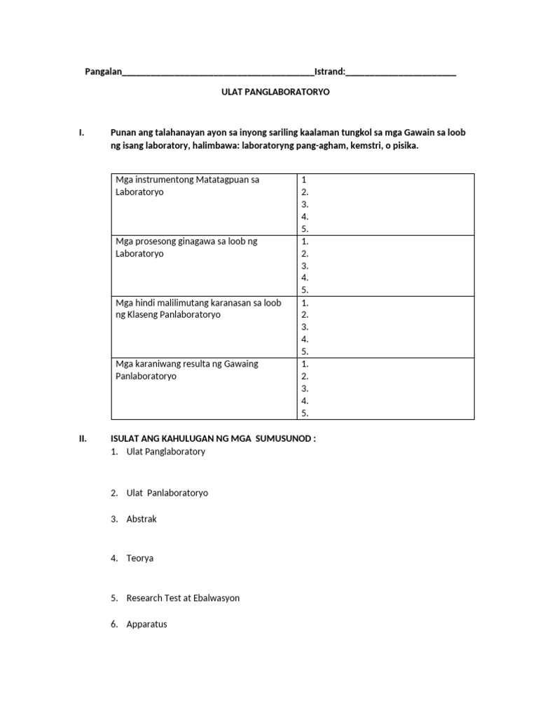 Ulat NG Proseso at Ulat Laboratoryo | PDF