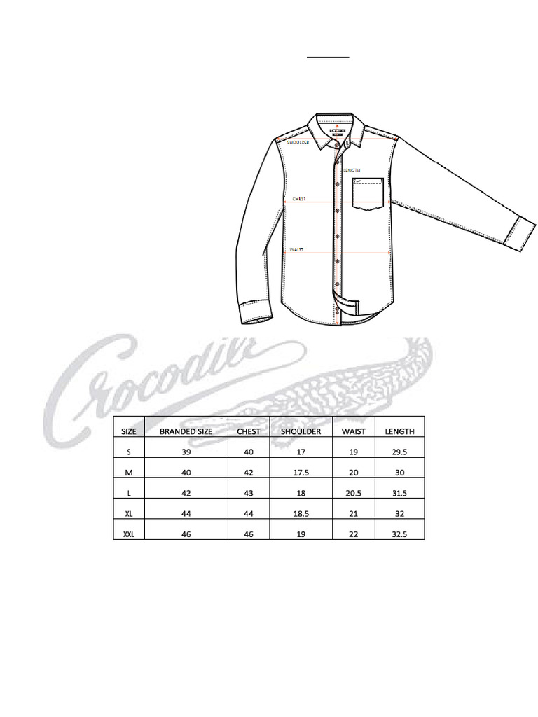 Size Chart Crocodile PDF
