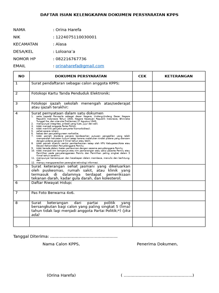 Persyaratan Dokumen KPPS 2024 | PDF | Ilmu Sosial