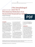 Dislocation of The Interphalangeal Joint of The Great Toe: Is Percutaneous Reduction of An Incarcerated Sesamoid An Option?