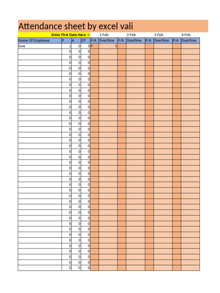 Attendance Sheet by Excel Wali | PDF