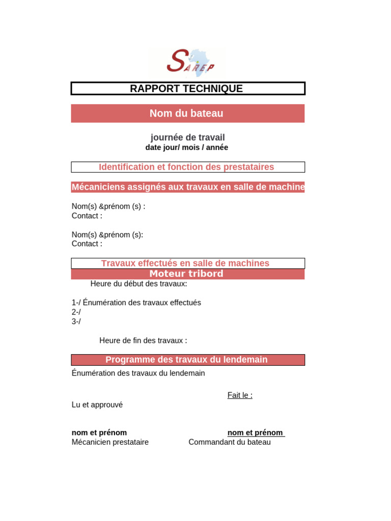 Exemplaire de Fiche de Rapport | PDF
