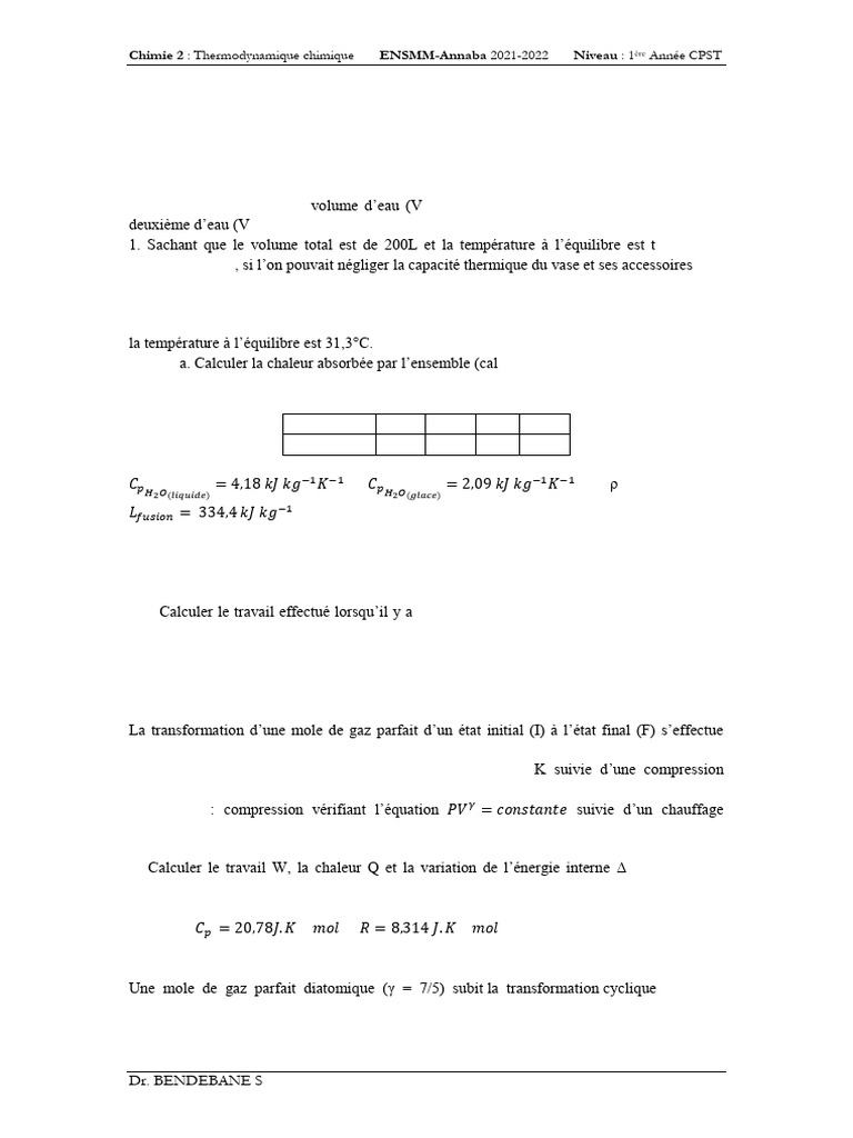 Série de TD 2 ENSMM | PDF