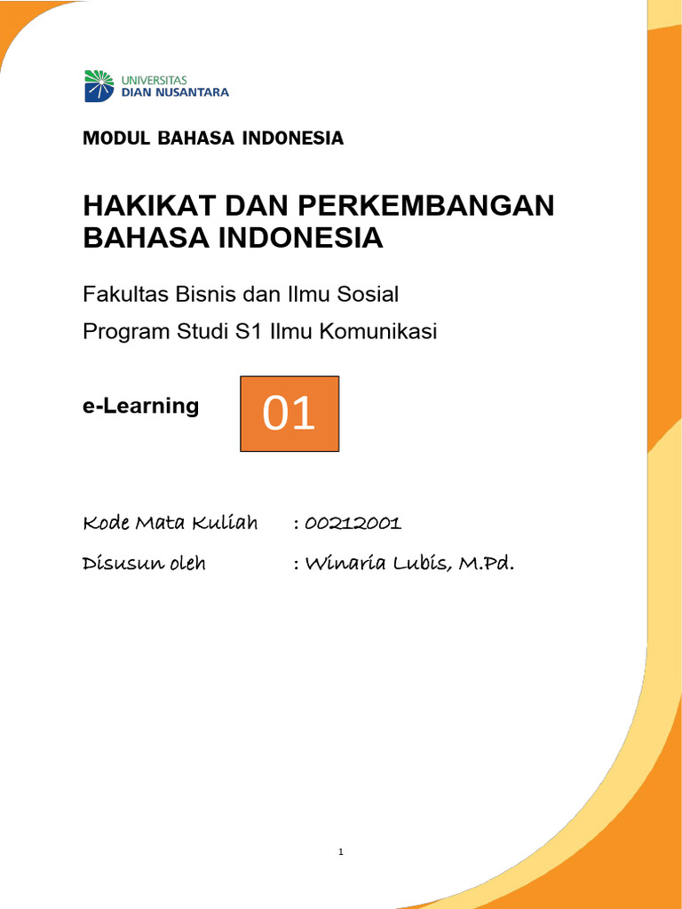 Modul 1 Hakikat Dan Perkembangan Bahasa Indonesia Pdf