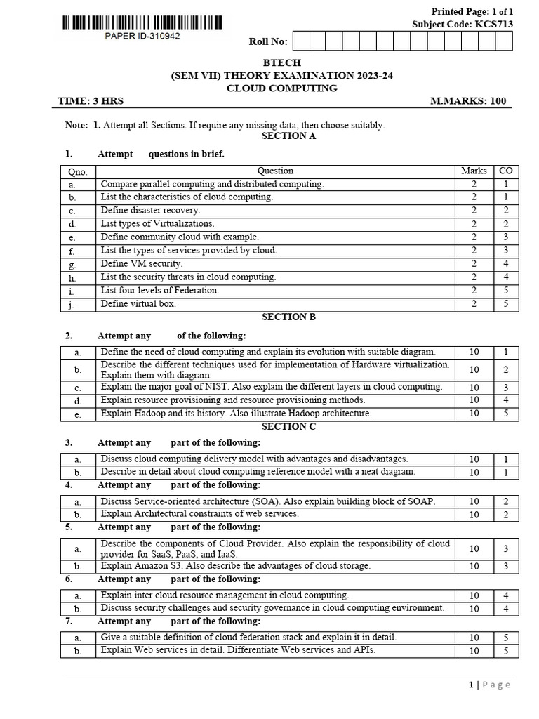 Cloud Computing Exam Questions 2023-24 | PDF | Cloud Computing ...