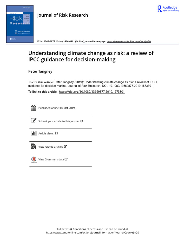 Understanding Climate Change As Risk: A Review of IPCC Guidance For ...