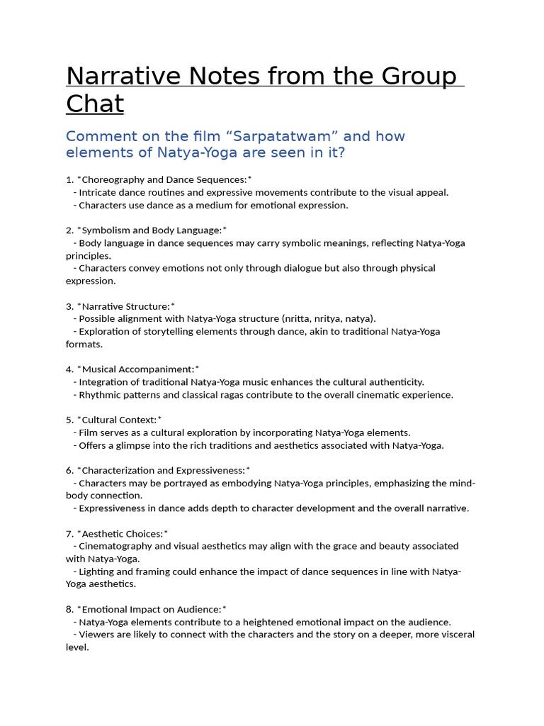Narrative Notes From The Group Chat | PDF
