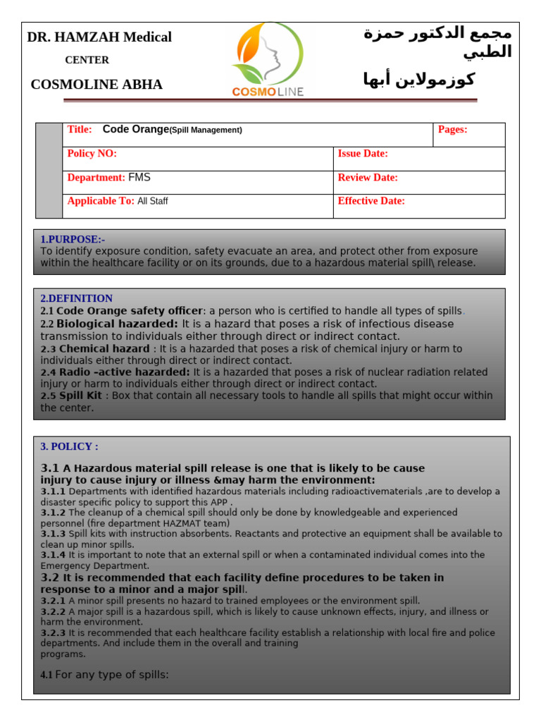 Code Orange (Spill Management) | PDF