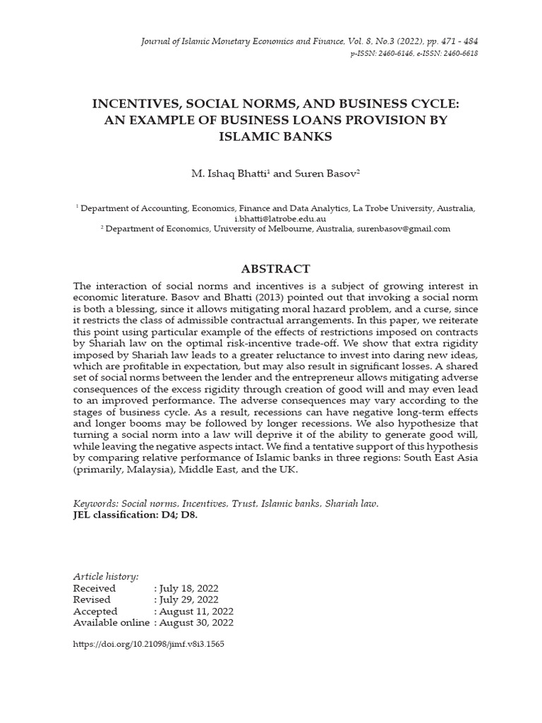 Incentives Social Norms and Business Cycle An Example of 15np6u57 | PDF