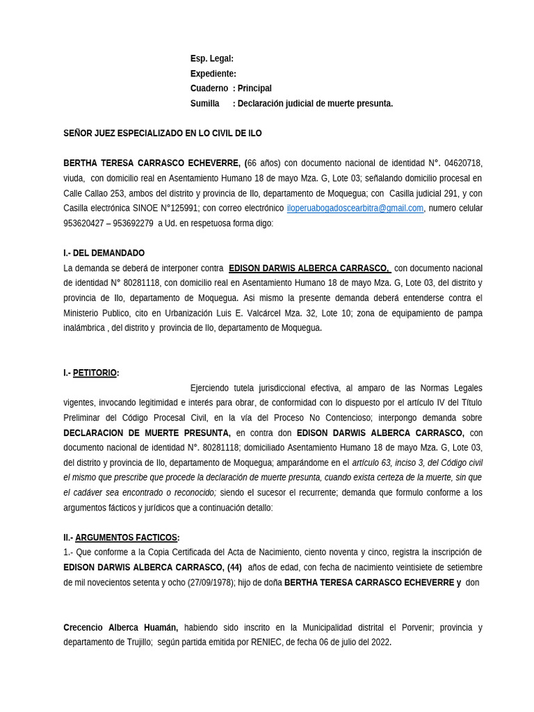 DECLARACION DE MUERTE PRESUNTA | PDF