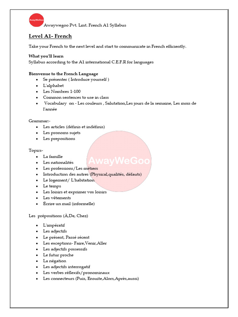 French A1 | PDF