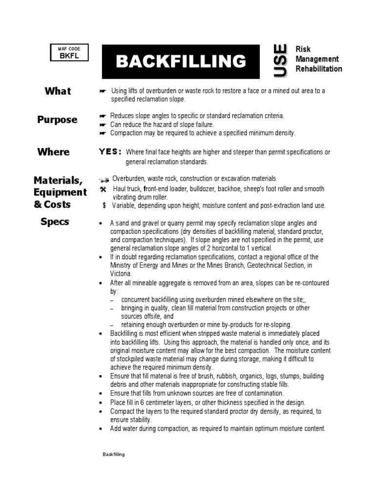 Backfilling Techniques and Specifications | PDF