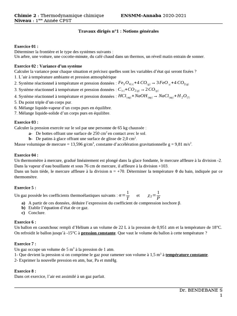 Série de TD1 | PDF