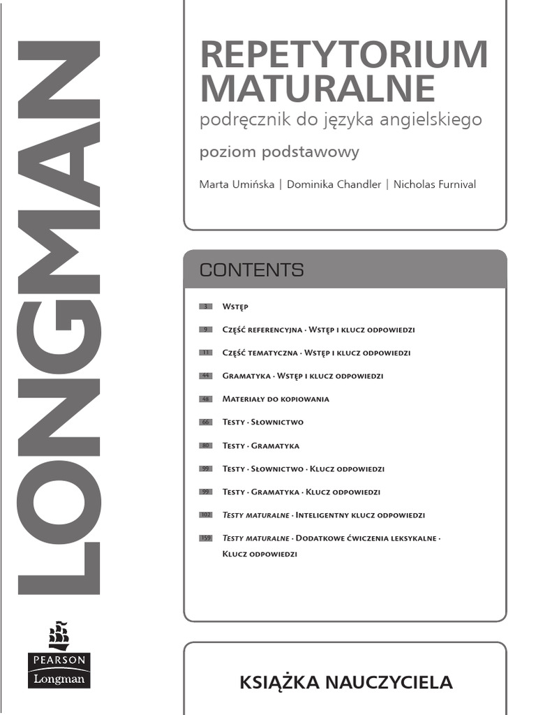 Teacher's Book LONGMAN Repetytorium Maturalne Język Angielski Poziom ...