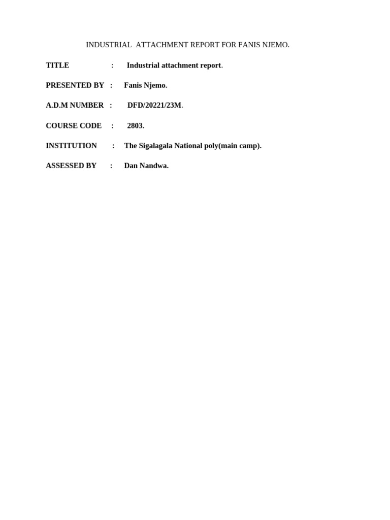 Industrial Attachment Report | PDF