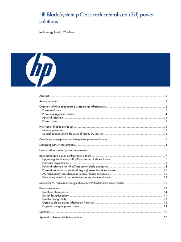 HP BladeSystem P-Class Rack-Centralized (3U) Power Solutions-C00301687 ...