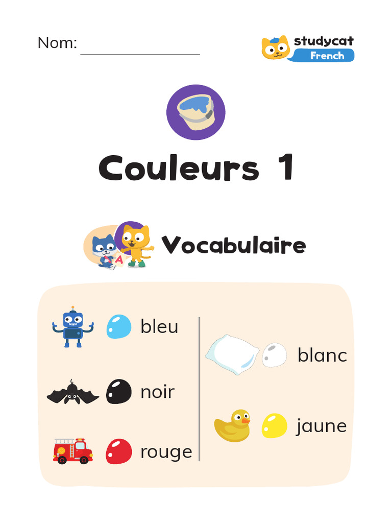 Francais Studycat-Colors-1 | PDF