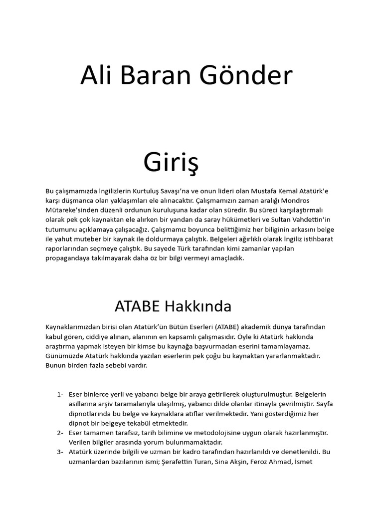 Kurtulus Savasi Ataturk Ve Ingilizler On | PDF