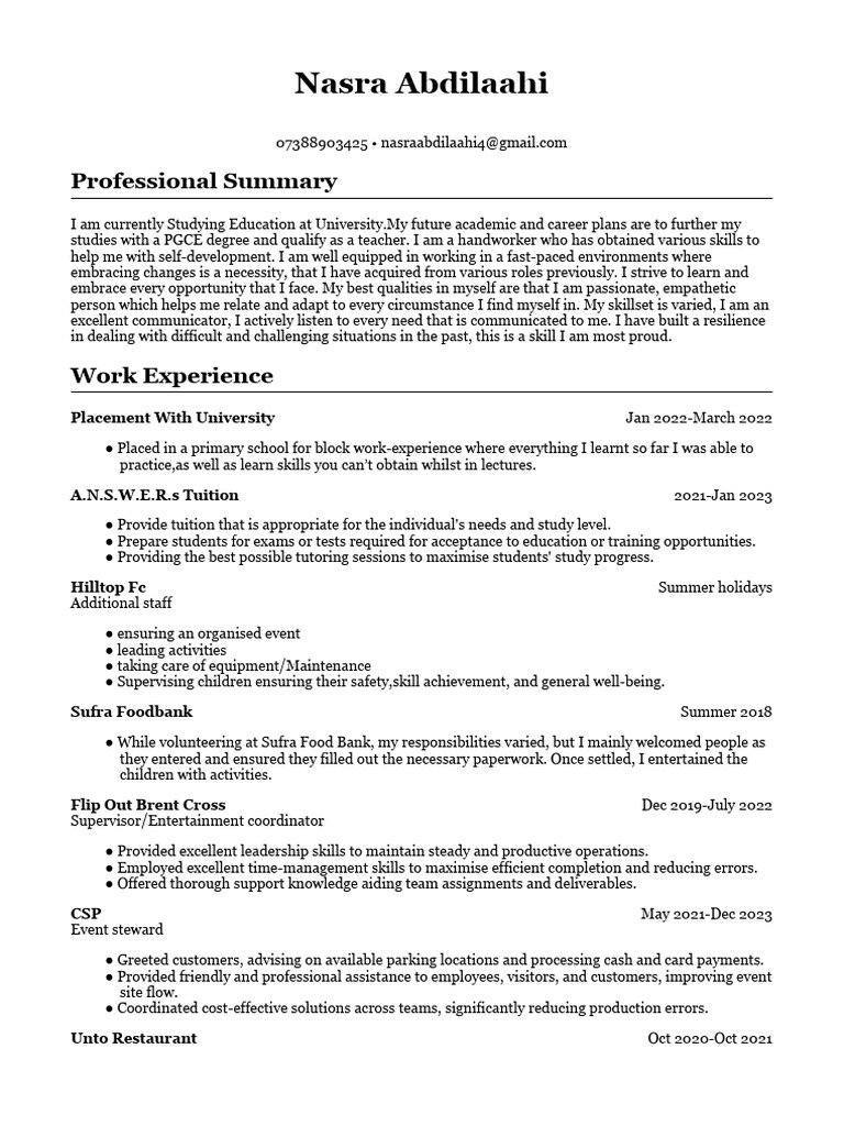 Nasra abdilaahi cv pdf