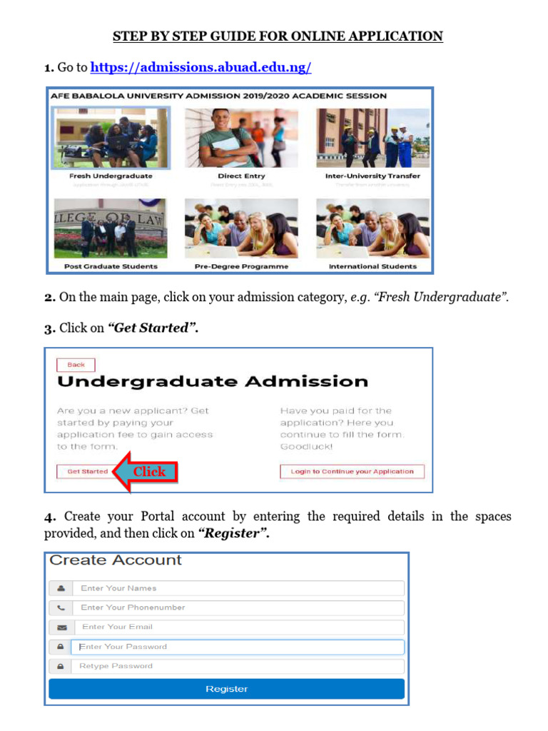 Go To: Step by Step Guide For Online Application 1 | PDF