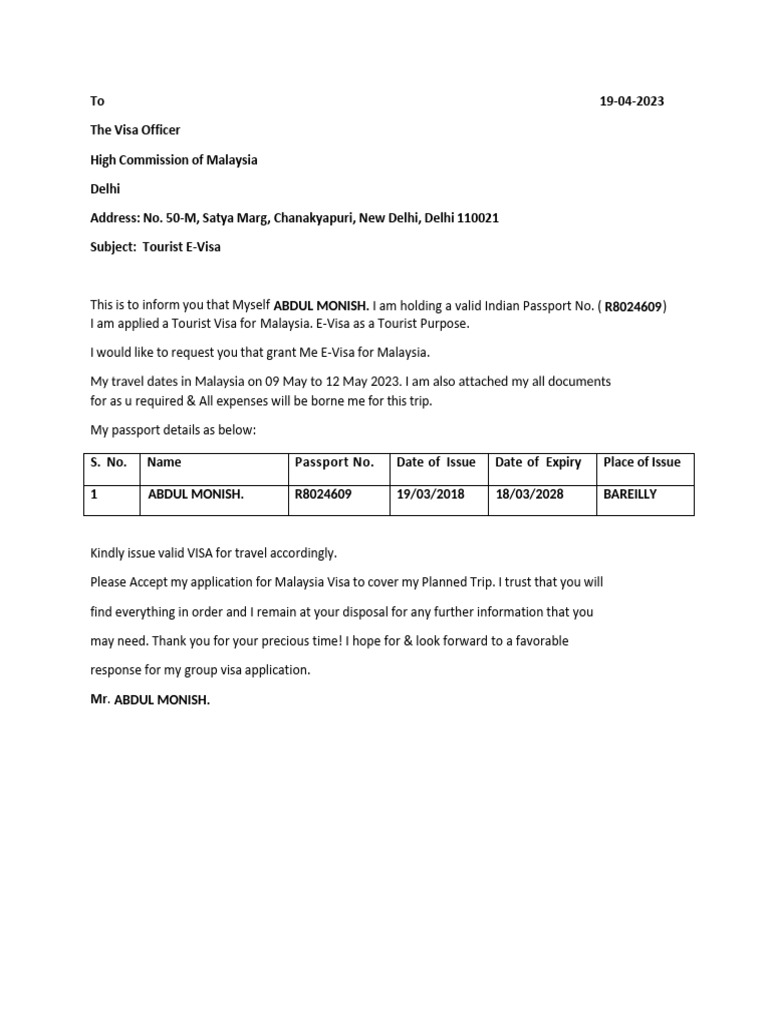 Cover Letter For Malaysia | PDF