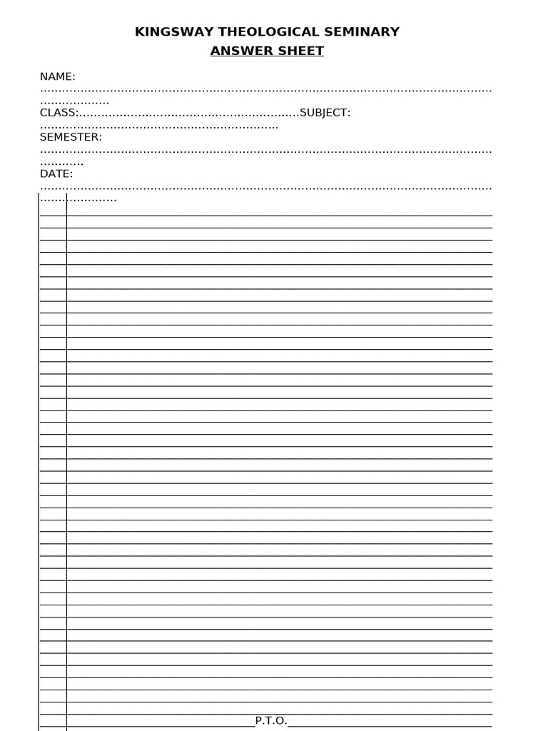 K. T. S. Answer Sheet | PDF