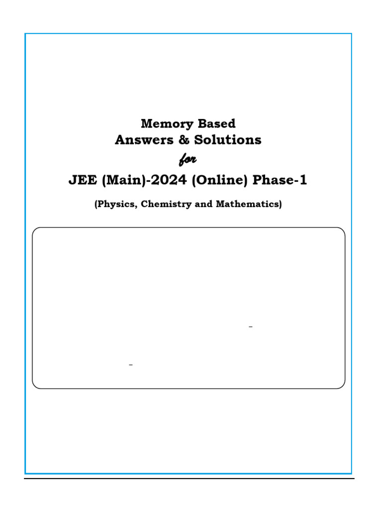 JEE Main 2024 Memory-Based Test Solutions | PDF | Momentum | Mass