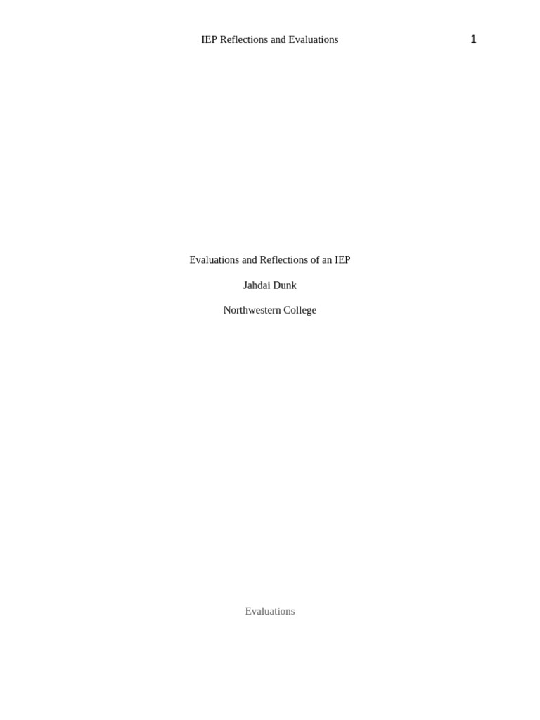 IEP Reflection and Evaluation | PDF