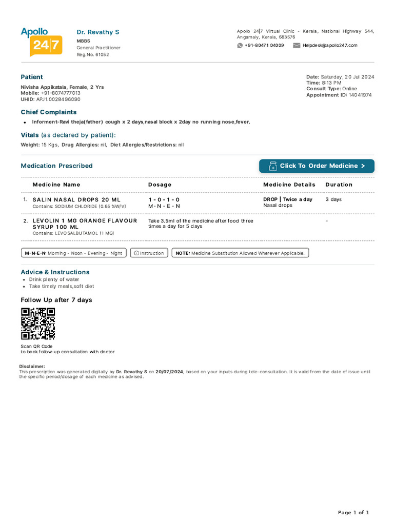 Prescription - Apollo 2471721486870672 | PDF
