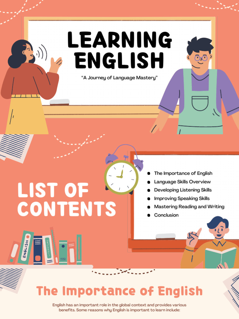 Orange and Cream Illustrative Learning English Presentation | PDF