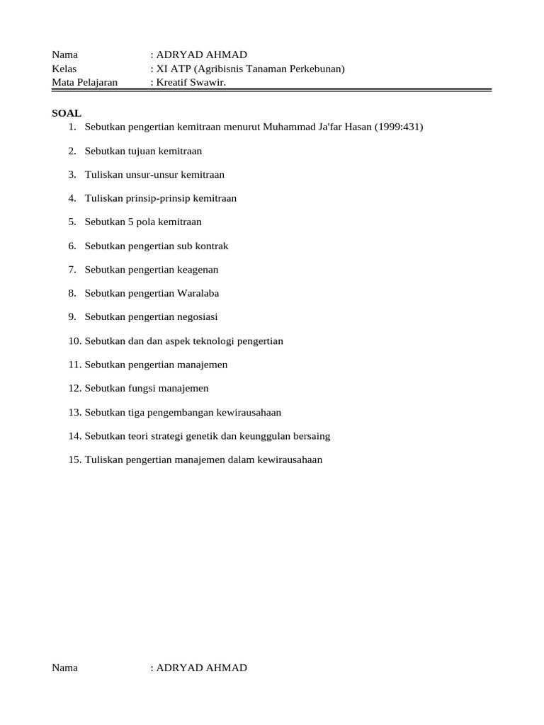 Soal SPMA Adryad | PDF