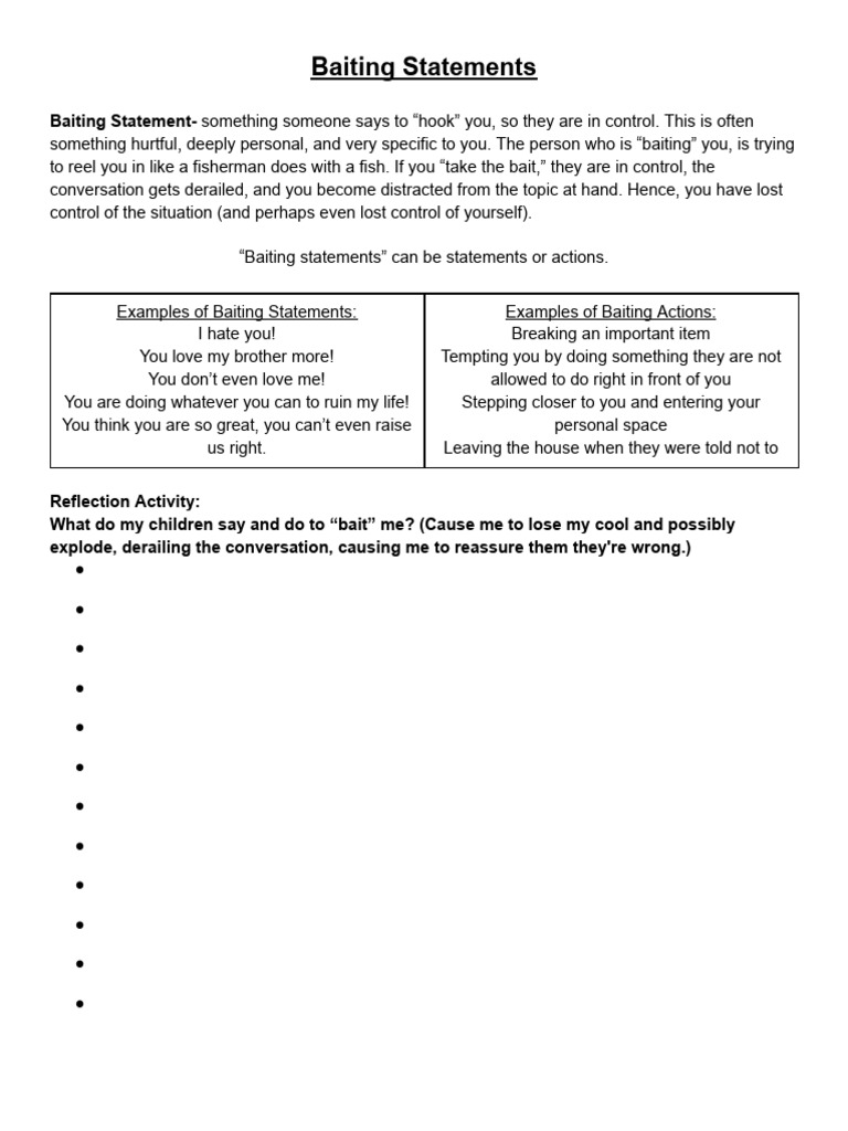 Understanding Baiting Statements | PDF