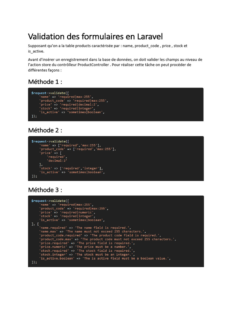 Validation des formulaires Laravel | PDF | Computers