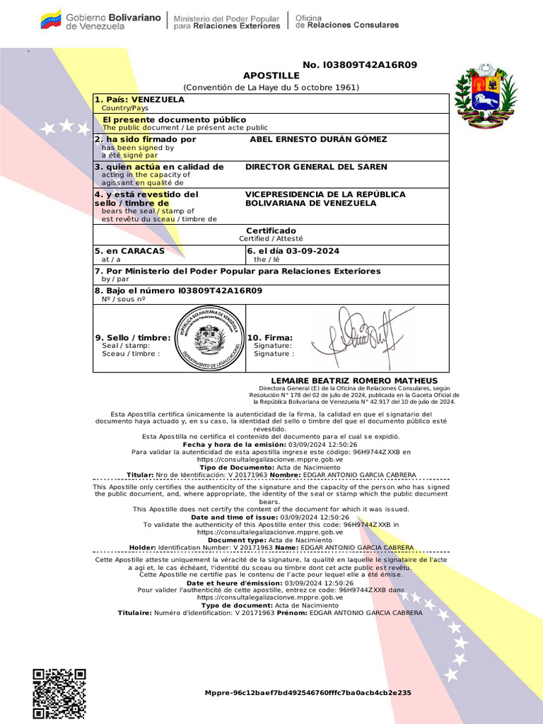 Acta de Nacimiento 1 Edgar Apost | PDF