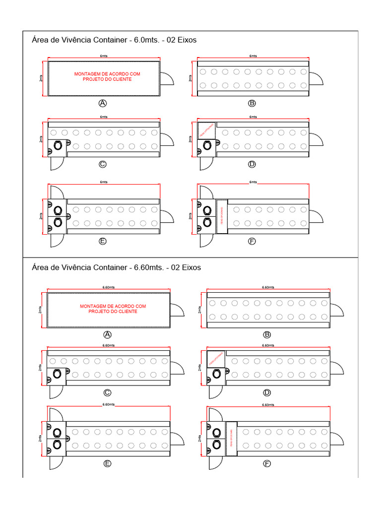 Planta Baixa - Área de Vivência Container 6,00 e 6,60mts | PDF