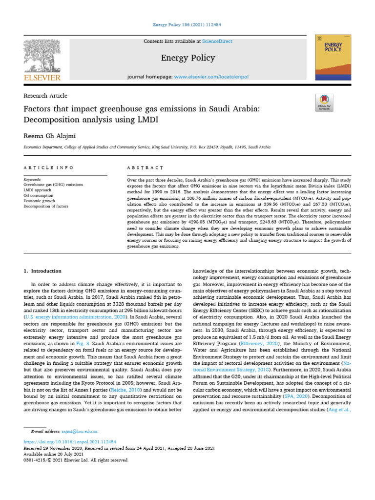 GHG Emissions Factors in Saudi Arabia | PDF | Greenhouse Gas ...