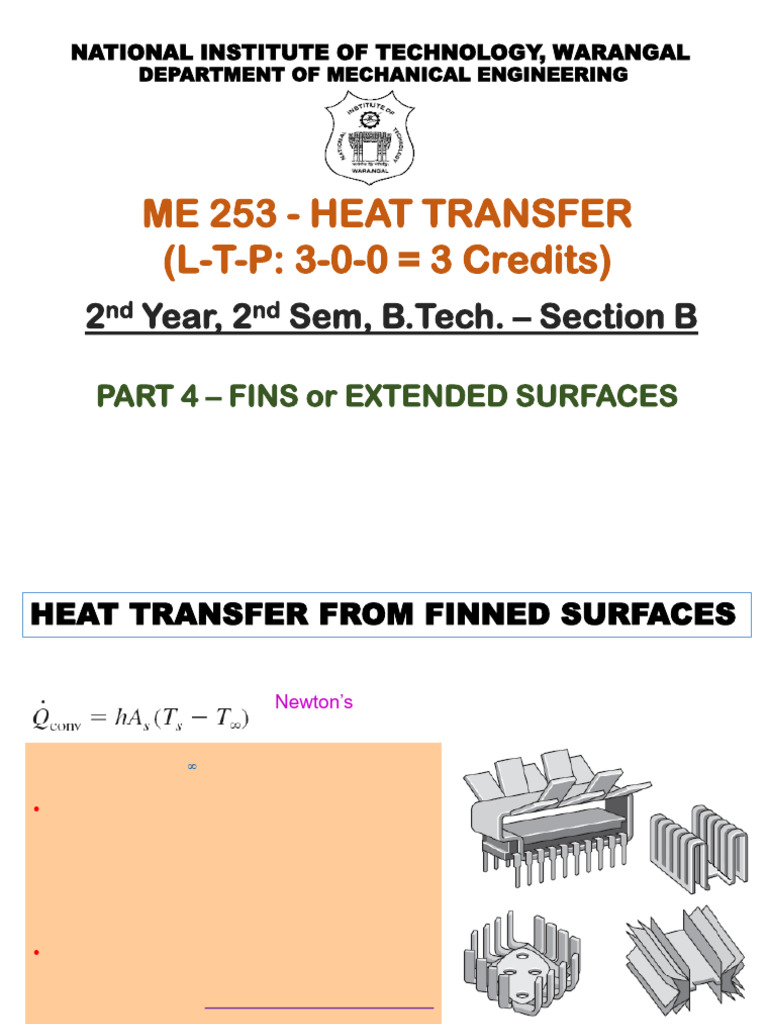 HMT Part 4 - Fins or Extended Surfaces | PDF