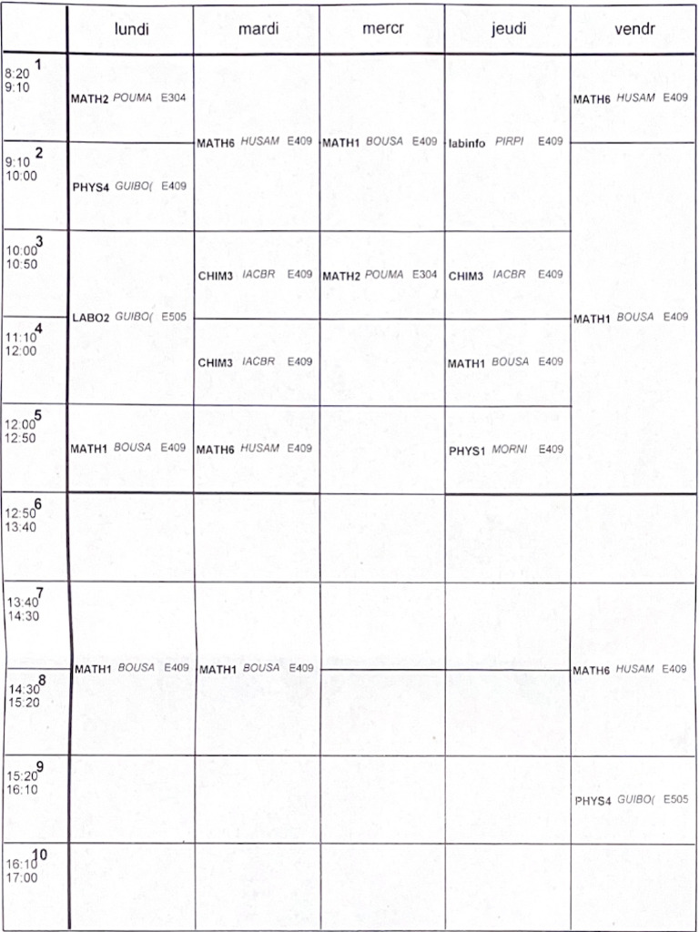 RECHERCHER UNE FICHE HORAIRE visual data 8