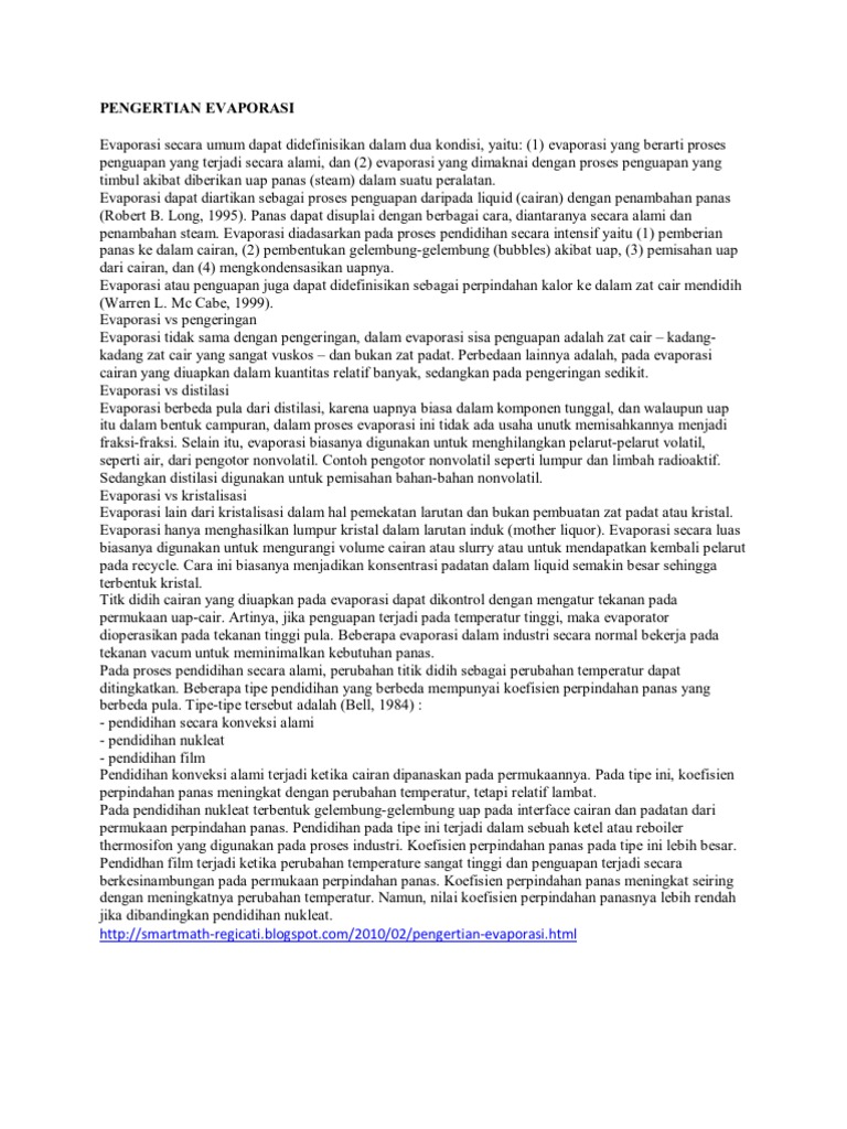 Pengertian Evaporasi | PDF