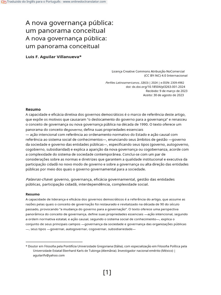 Panorama da Nova Governança Pública | PDF | Governança | Sociologia