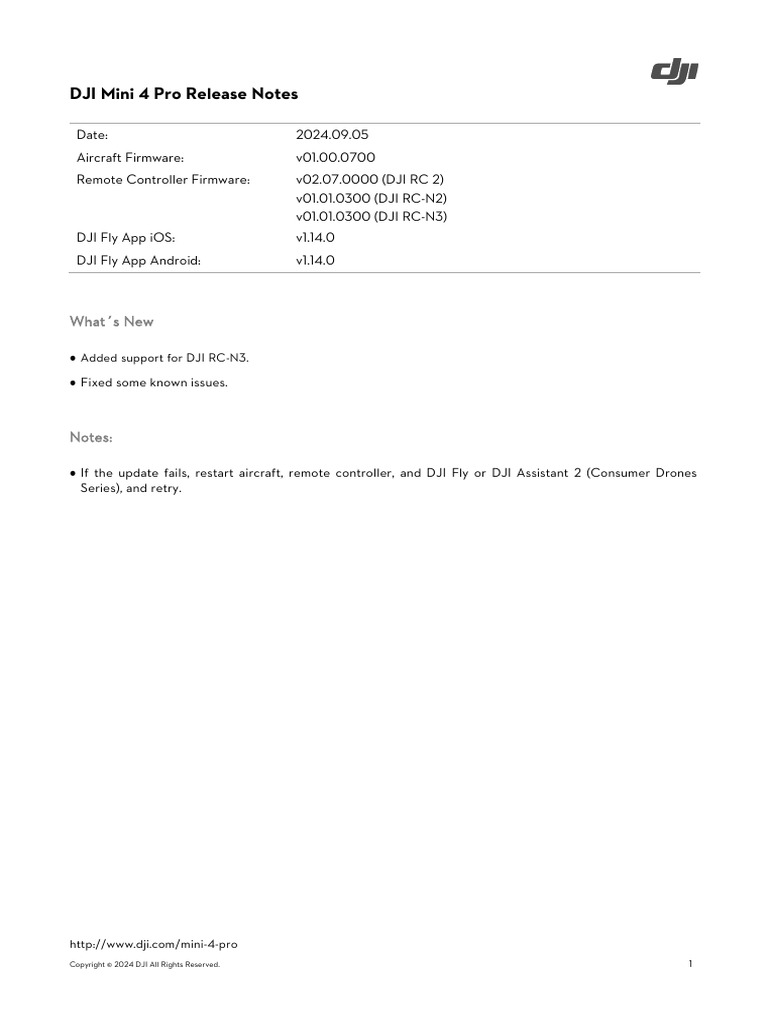 DJI Mini 4 Pro Release Notes en | PDF | Computing | Computers
