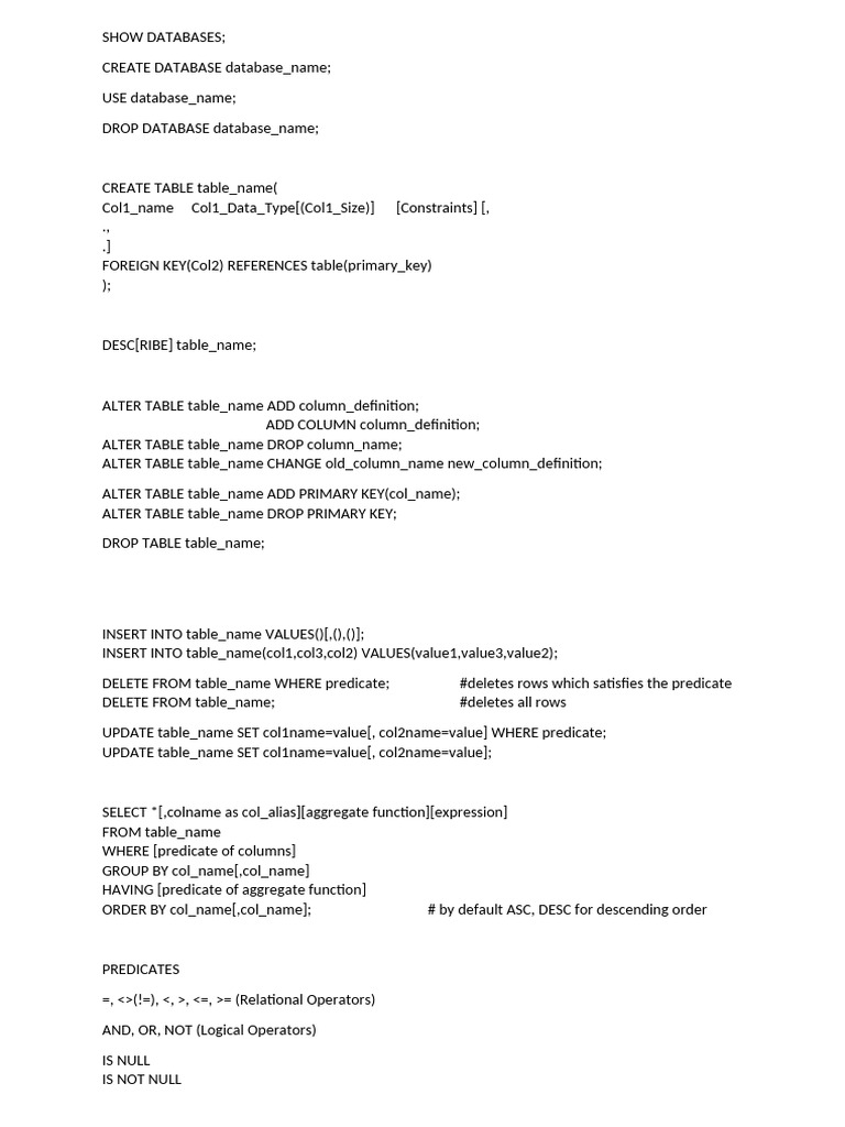 Syntax Sheet | PDF