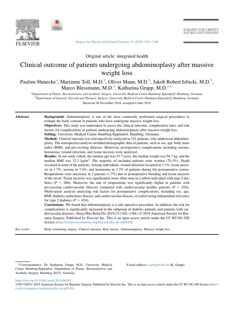 Clinical Outcome of Patients Undergoing Abdominopl | PDF